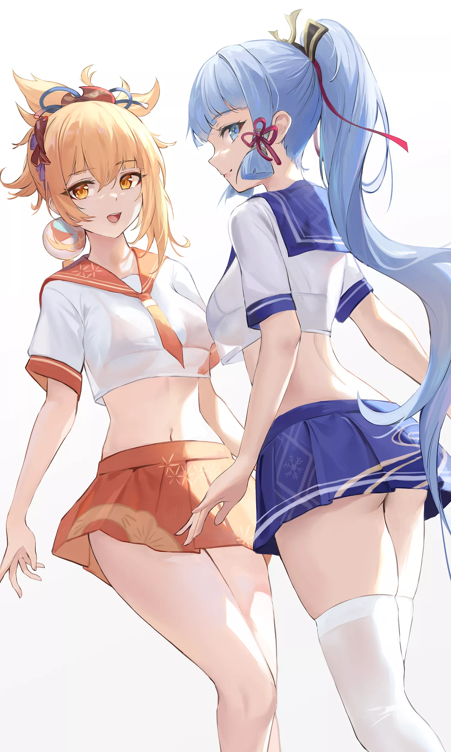 Yoimiya & Ayaka in sailor uniforms [Genshin Impact] posted by Dragon_Shiro