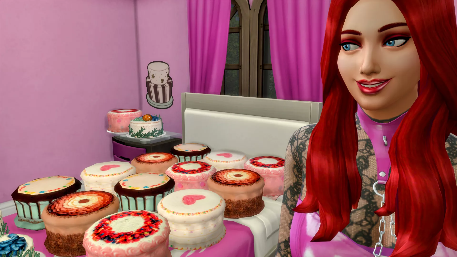 You follow Sarah into her room only to find that her bed is covered in cakes. What do you do? posted by Aussie_Bobb