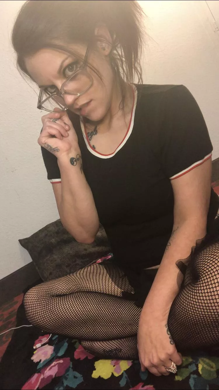 You like my fishnets? 🖤 posted by Tinybabyy95