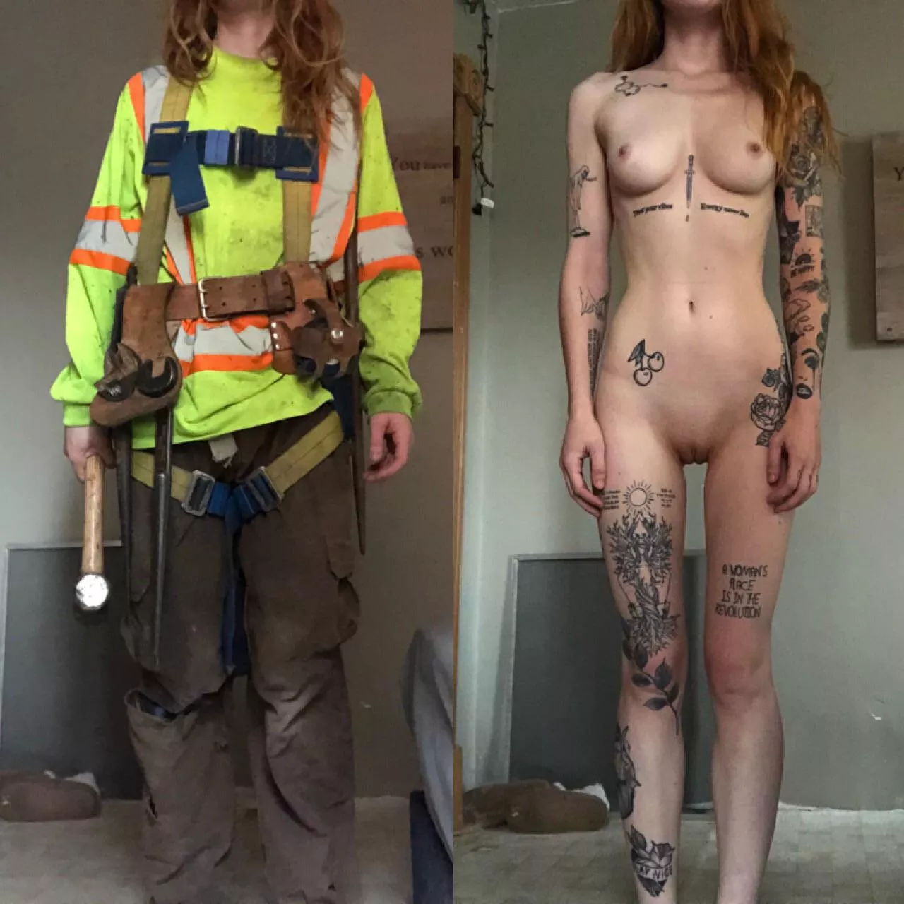 You may remember On/Off Welder style …. now 2 years, many tattoo’s and a new career later … We have On/Off Ironworker style. Enjoy. [F22] posted by bluecollarbaby