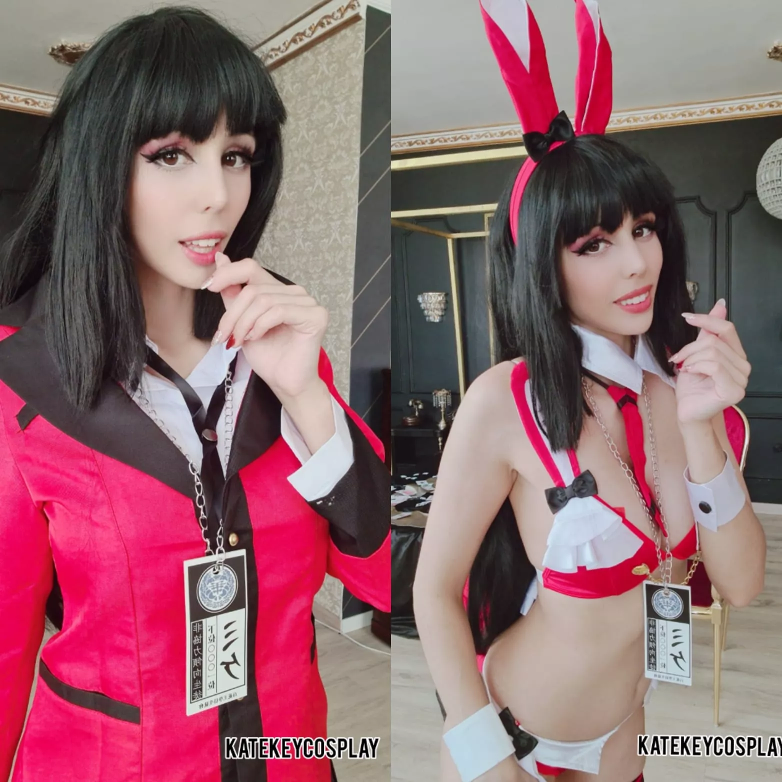 Yumeko and Bunneko ero cosplay! on// off cosplay by Kate Key posted by katekeycosplay