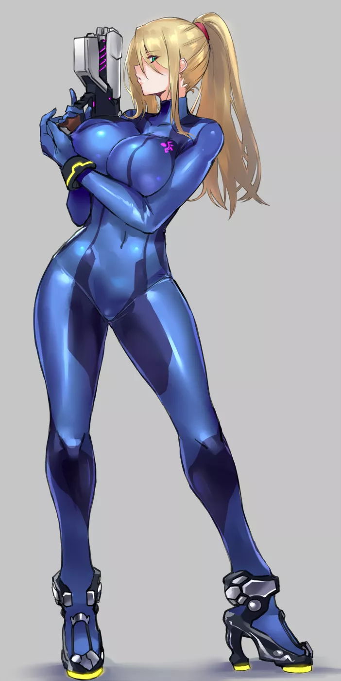 Zero Suit Samus At The Ready (Negresco) [Metroid] posted by sequence_string